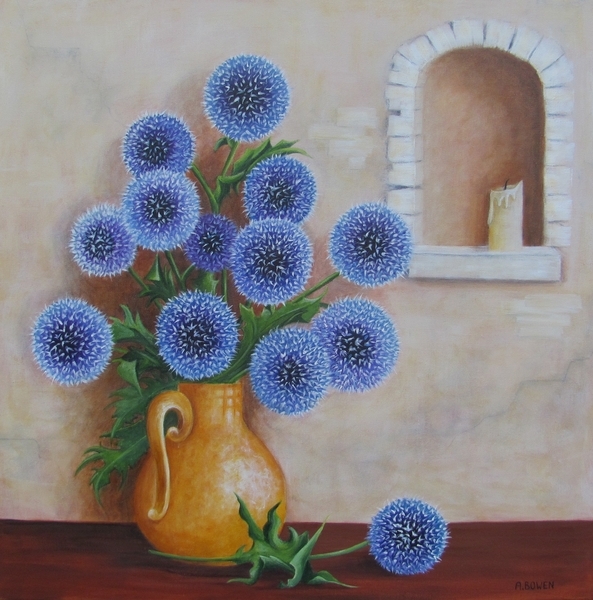 Echinops & Yellow Jug - SOLD